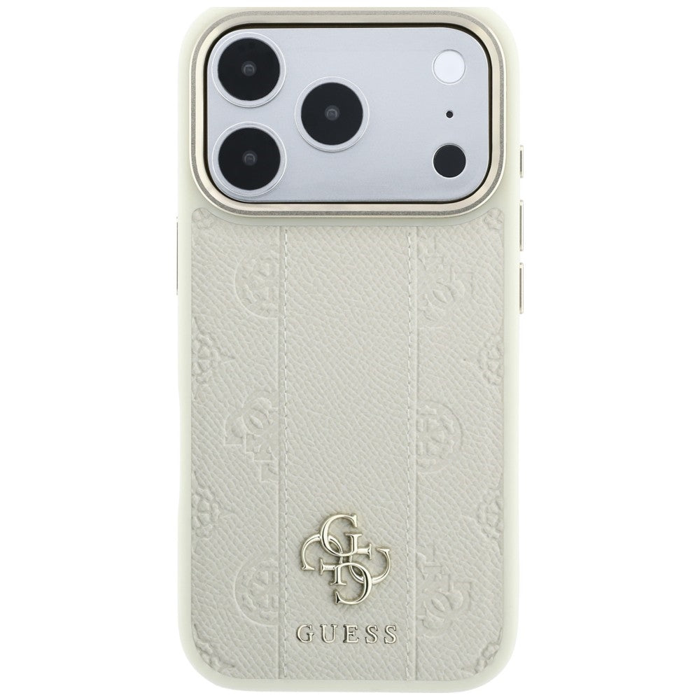 MagSafe-hoesje voor Apple iPhone 18 Pro / 17 Pro, Guess, Stripe Peony 4G, Beige