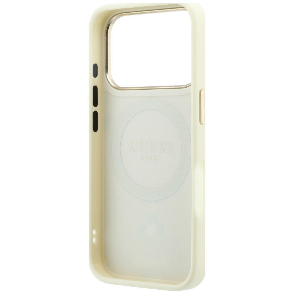 MagSafe-hoesje voor Apple iPhone 18 Pro / 17 Pro, Guess, Stripe Peony 4G, Beige
