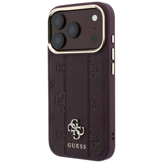 MagSafe-hoesje voor Apple iPhone 18 Pro / 17 Pro, Guess, Stripe Peony 4G, Wijnrood