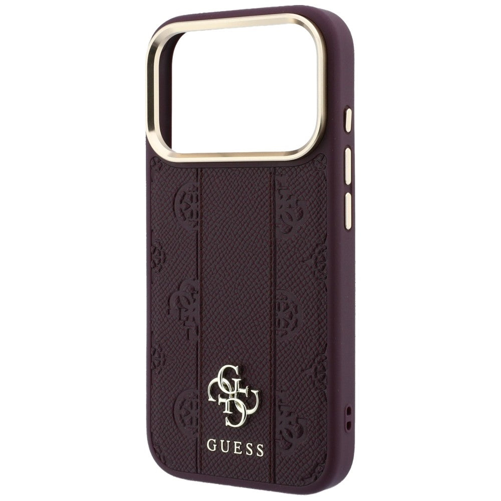 MagSafe-hoesje voor Apple iPhone 18 Pro / 17 Pro, Guess, Stripe Peony 4G, Wijnrood