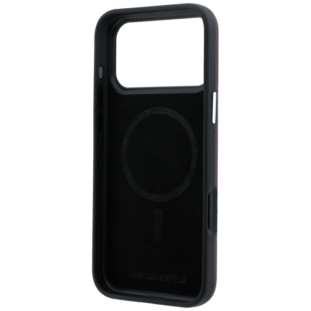 MagSafe Case for Apple iPhone 18 Pro / 17 Pro, Karl Lagerfeld, Grained Elongated Logo, Burgundy