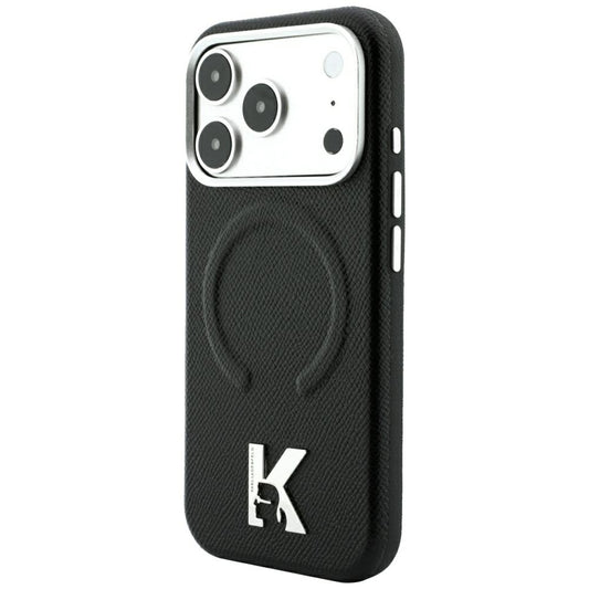 MagSafe-hoesje voor Apple iPhone 18 Pro / 17 Pro, Karl Lagerfeld, Gegranuleerd Geëmbossed Ring, Zwart