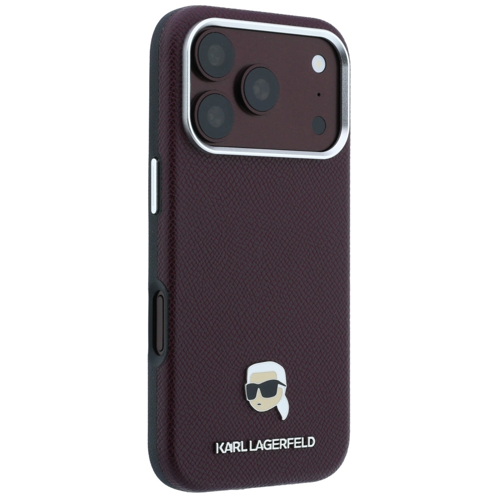 MagSafe-hoes voor Apple iPhone 18 Pro / 17 Pro, Karl Lagerfeld, Gegranuleerd Karl Head's Metaal, Bordeaux