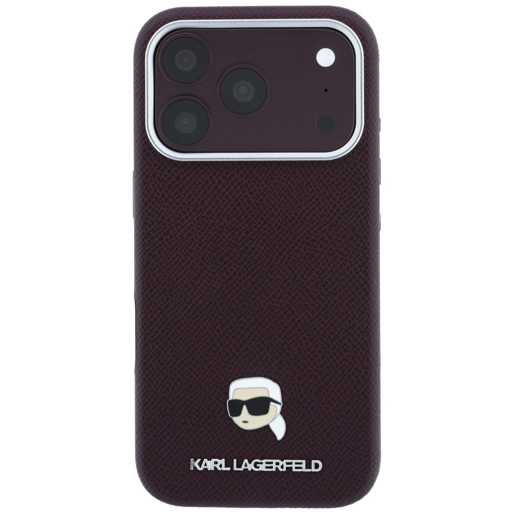 MagSafe-hoes voor Apple iPhone 18 Pro / 17 Pro, Karl Lagerfeld, Gegranuleerd Karl Head's Metaal, Bordeaux