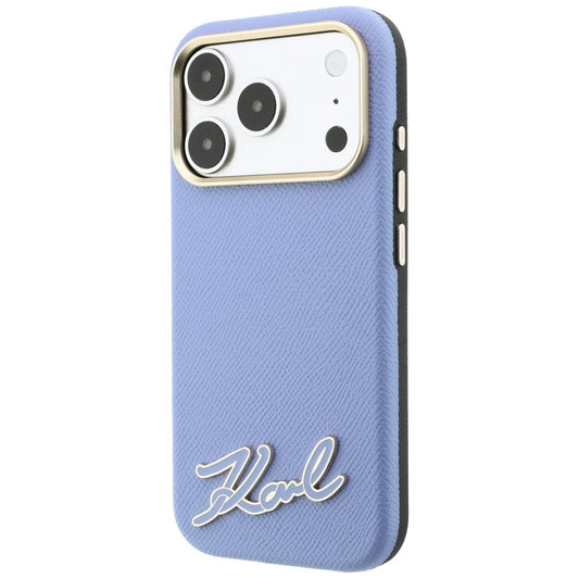 MagSafe-hoes voor Apple iPhone 18 Pro / 17 Pro, Karl Lagerfeld, Gegranuleerd Resin Sign Logo, Blauw