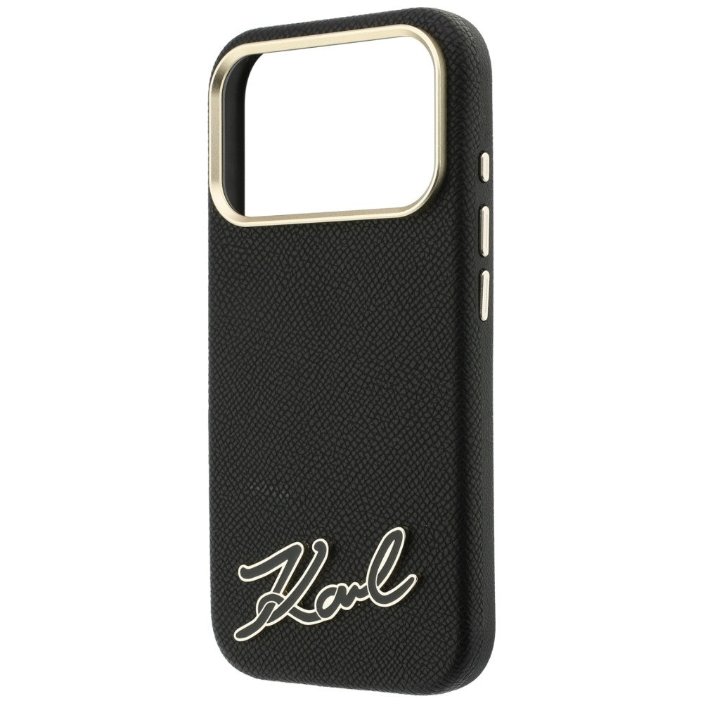 MagSafe-hoes voor Apple iPhone 18 Pro / 17 Pro, Karl Lagerfeld, Gegranuleerd Resin Sign Logo, Zwart