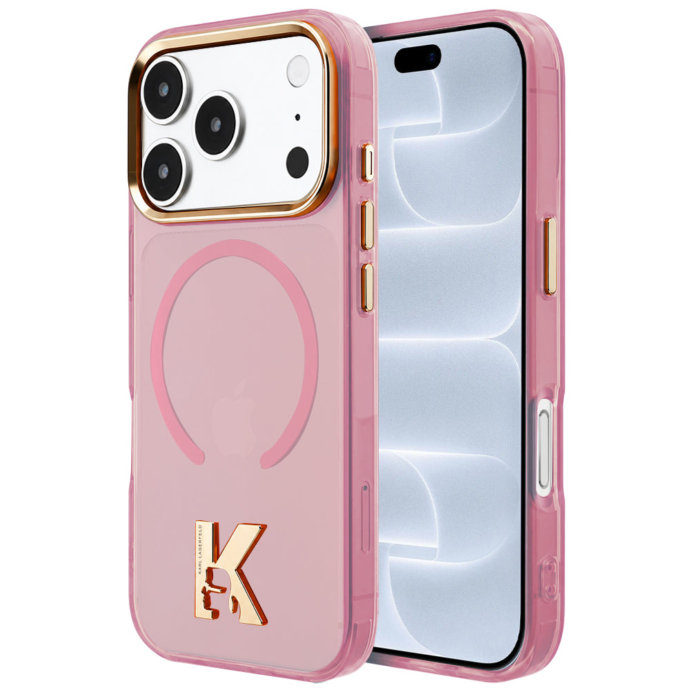 MagSafe-hoesje voor Apple iPhone 18 Pro / 17 Pro, Karl Lagerfeld, IML Karl Head-logo, roze