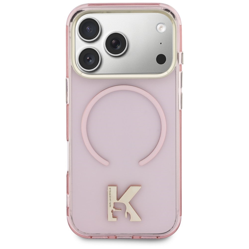 MagSafe-hoesje voor Apple iPhone 18 Pro / 17 Pro, Karl Lagerfeld, IML Karl Head-logo, roze