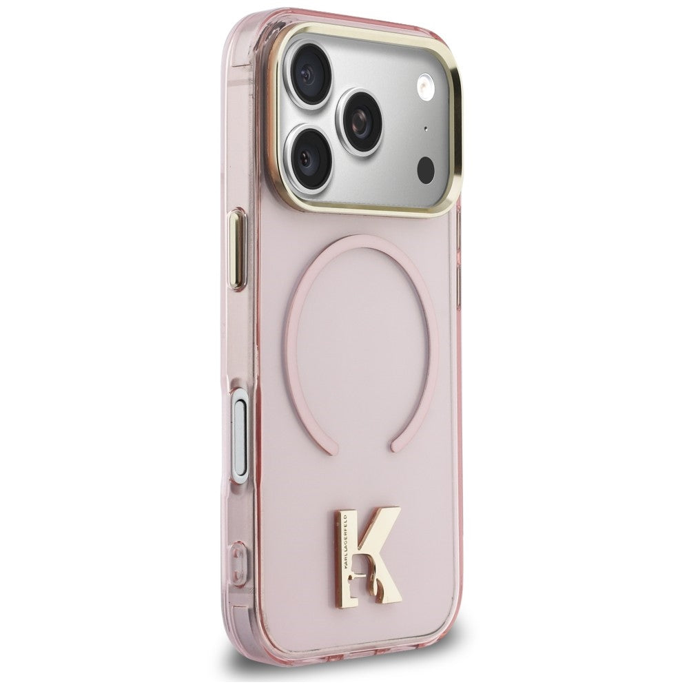 MagSafe-hoesje voor Apple iPhone 18 Pro / 17 Pro, Karl Lagerfeld, IML Karl Head-logo, roze