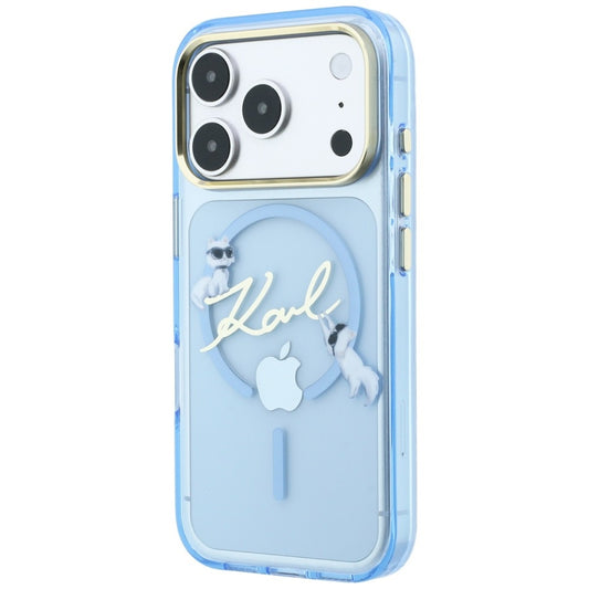 MagSafe-hoesje voor Apple iPhone 18 Pro / 17 Pro, Karl Lagerfeld, IML Choupette Karl Script Logo, Blauw