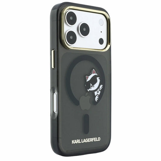 MagSafe-hoes voor Apple iPhone 18 Pro / 17 Pro, Karl Lagerfeld, IML Peekaboo Print en metalen frame, zwart