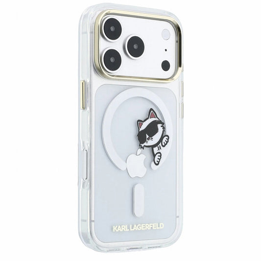 MagSafe-hoes voor Apple iPhone 18 Pro / 17 Pro, Karl Lagerfeld, IML Peekaboo Print en metalen frame, transparant