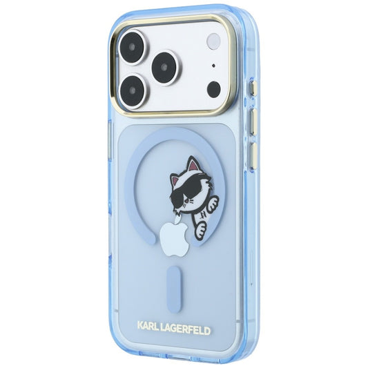 MagSafe-hoesje voor Apple iPhone 18 Pro / 17 Pro, Karl Lagerfeld, IML Peekaboo Print en metalen frame, blauw