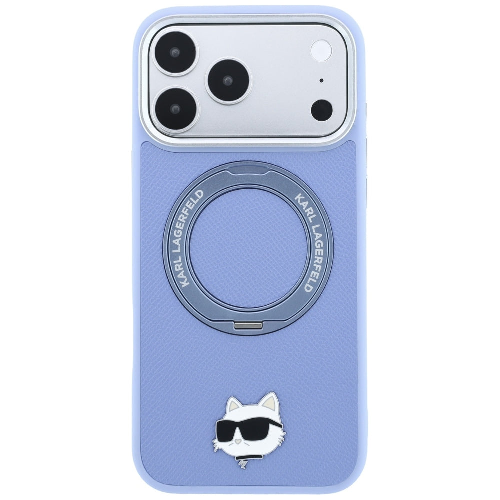 MagSafe Case for Apple iPhone 18 Pro / 17 Pro, Karl Lagerfeld, Ring Stand 360 Choupette Pin, Blue