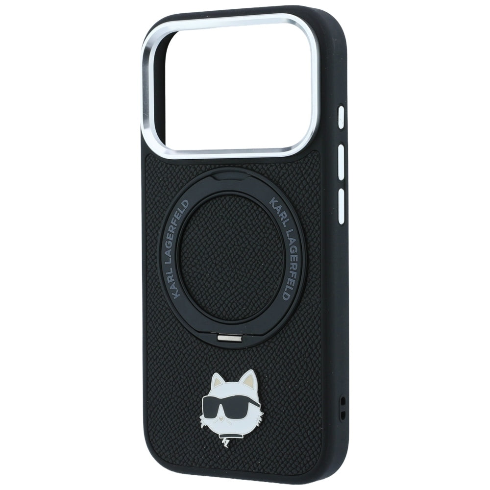 MagSafe-hoes voor Apple iPhone 18 Pro / 17 Pro, Karl Lagerfeld, Ring Stand 360 Choupette Pin, Zwart