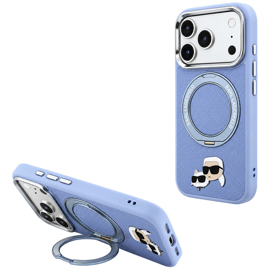 MagSafe-hoes voor Apple iPhone 18 Pro / 17 Pro, Karl Lagerfeld, Ring Stand 360 Karl & Choupette Pin, Blauw