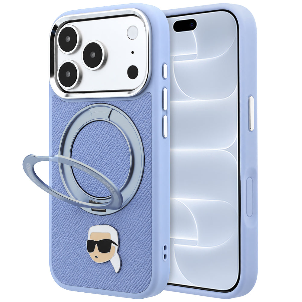 MagSafe-hoesje voor Apple iPhone 18 Pro / 17 Pro, Karl Lagerfeld, Ring Stand 360 Karl Pin, Blauw