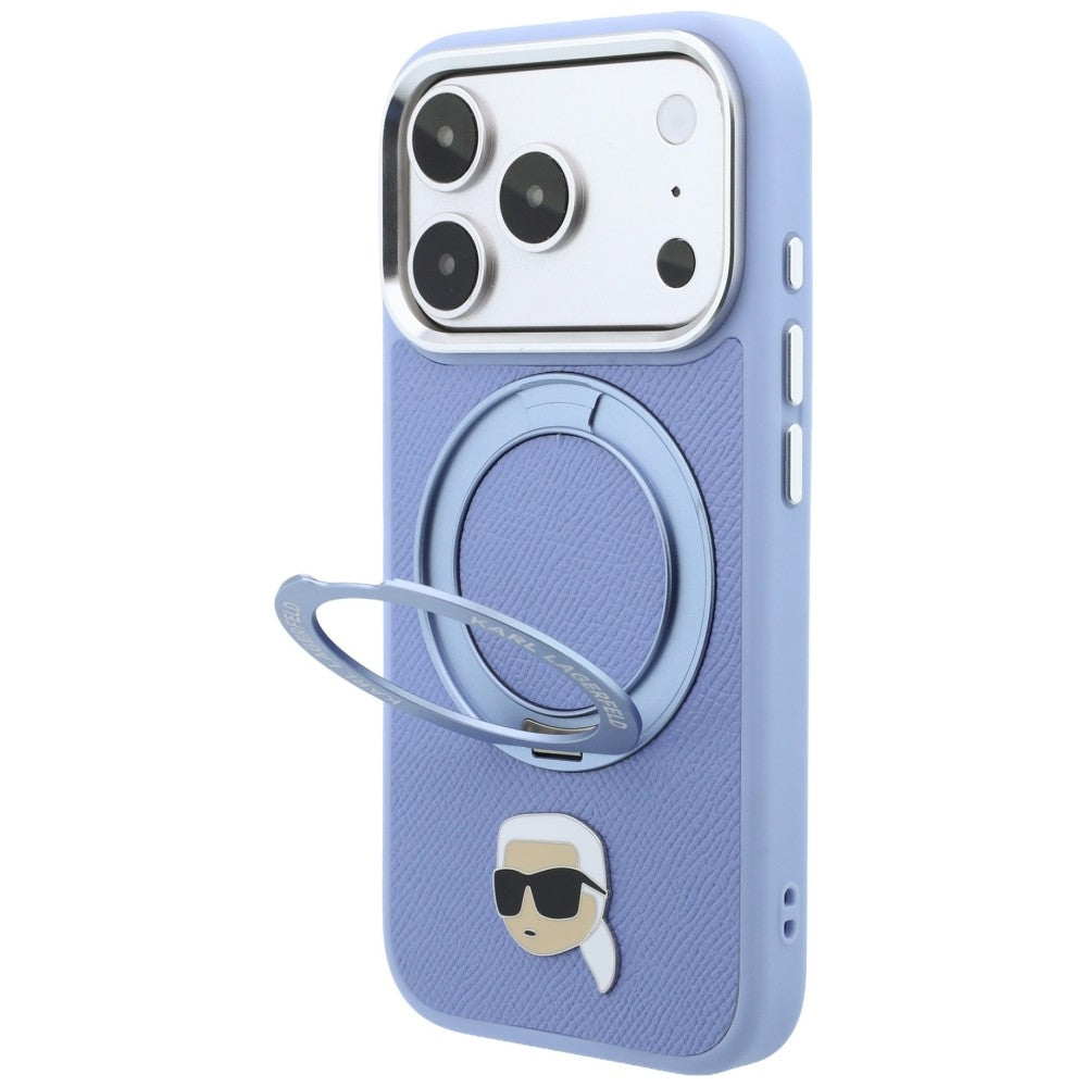 MagSafe-hoesje voor Apple iPhone 18 Pro / 17 Pro, Karl Lagerfeld, Ring Stand 360 Karl Pin, Blauw