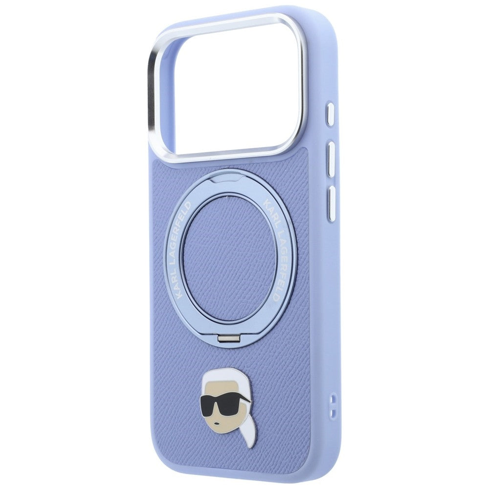 MagSafe-hoesje voor Apple iPhone 18 Pro / 17 Pro, Karl Lagerfeld, Ring Stand 360 Karl Pin, Blauw