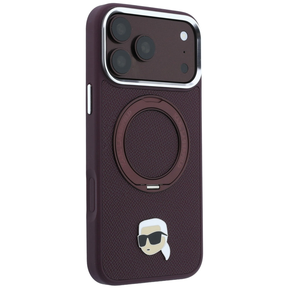 MagSafe-hoesje voor Apple iPhone 18 Pro / 17 Pro, Karl Lagerfeld, Ring Stand 360 Karl Pin, Bordeaux