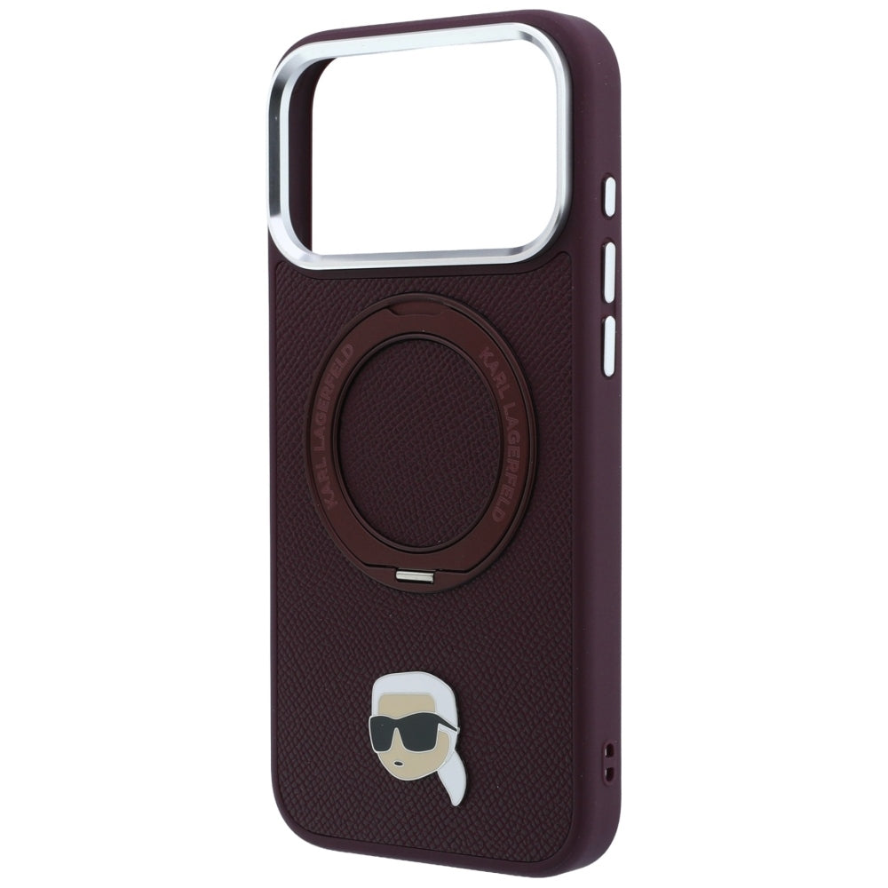 MagSafe-hoesje voor Apple iPhone 18 Pro / 17 Pro, Karl Lagerfeld, Ring Stand 360 Karl Pin, Bordeaux