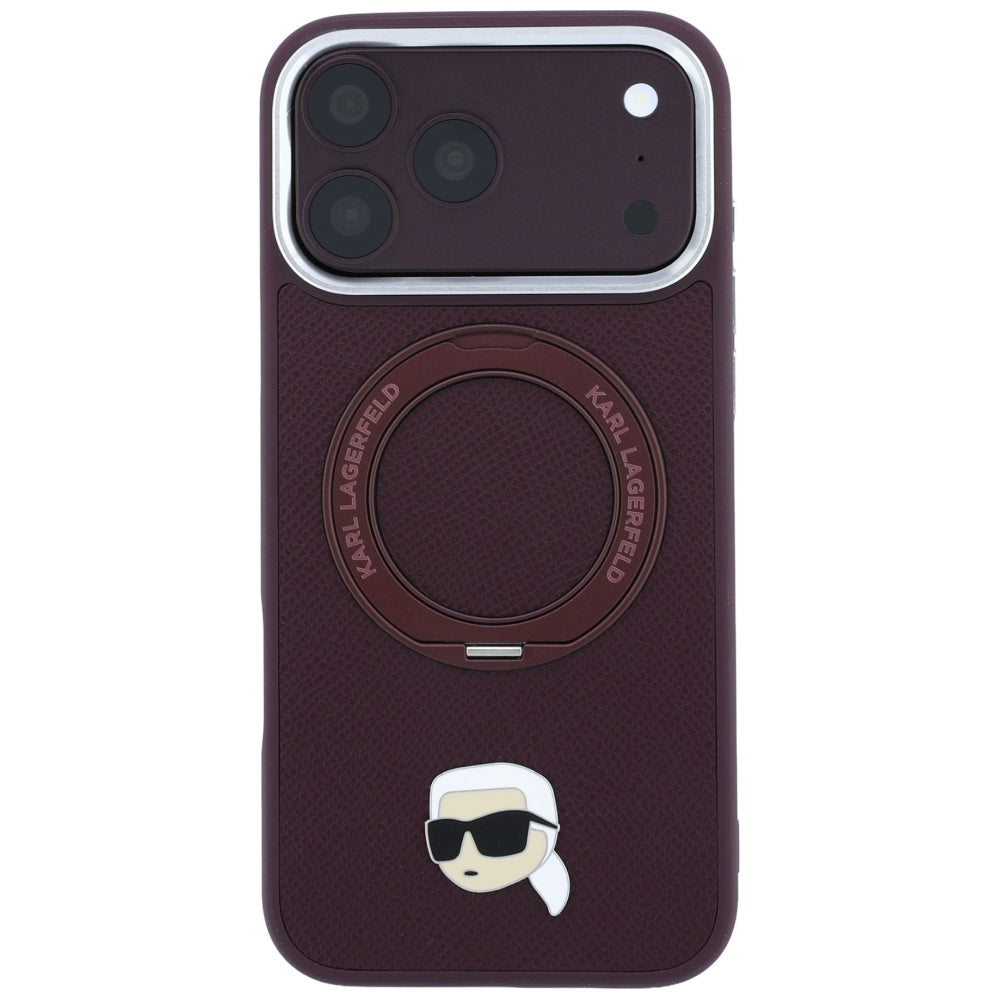 MagSafe-hoesje voor Apple iPhone 18 Pro / 17 Pro, Karl Lagerfeld, Ring Stand 360 Karl Pin, Bordeaux