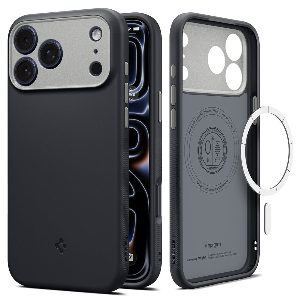 MagSafe-hoesje voor Apple iPhone 18 Pro / 17 Pro, Spigen, Caseology Nano Pop, Zwart ACS12177