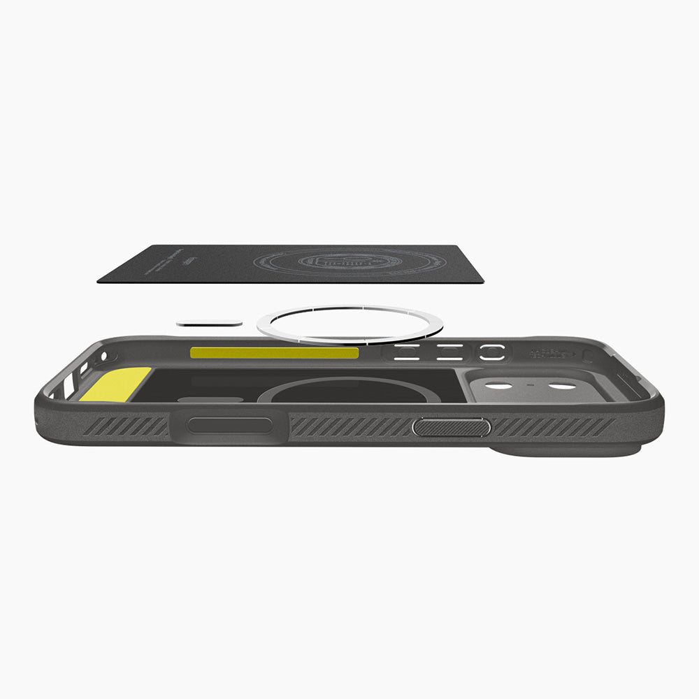 MagSafe-hoesje voor Apple iPhone 18 Pro / 17 Pro, Spigen, Rugged Armor, Grijs ACS12148