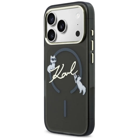 MagSafe-hoesje voor Apple iPhone 18 Pro, Karl Lagerfeld, IML Choupette Karl Script Logo, Zwart