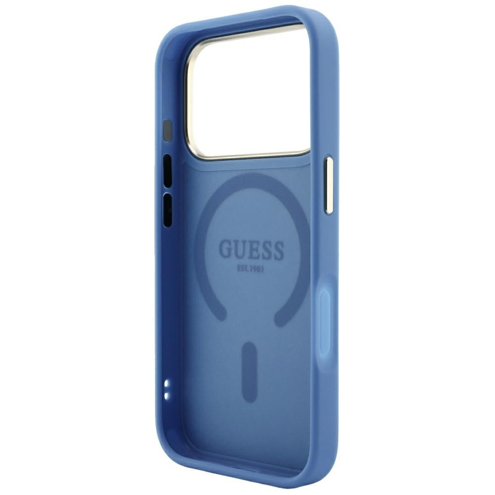 MagSafe-hoesje voor Apple iPhone 18 Pro Max / 17 Pro Max, Guess, 4G Embossed Classic, Blauw