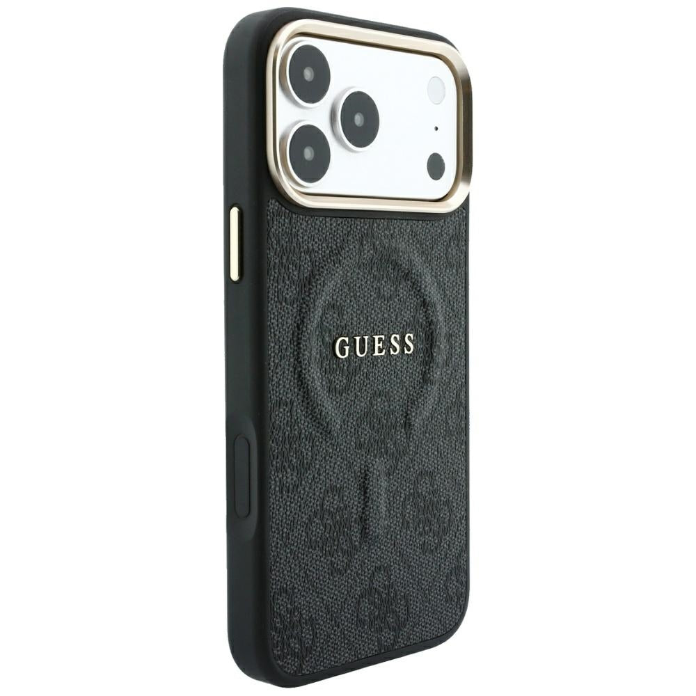 MagSafe-hoesje voor Apple iPhone 18 Pro Max / 17 Pro Max, Guess, 4G Embossed Classic, Zwart
