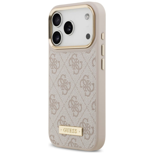 MagSafe-hoesje voor Apple iPhone 18 Pro Max / 17 Pro Max, Guess, 4G Logo Plate, roze