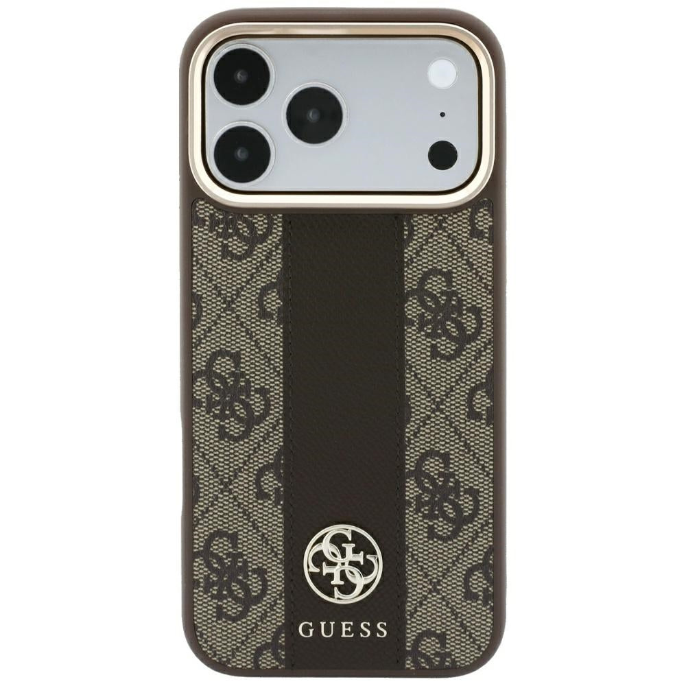 MagSafe-hoesje voor Apple iPhone 18 Pro Max / 17 Pro Max, Guess, 4G Stripe Round Classic Logo, Bruin