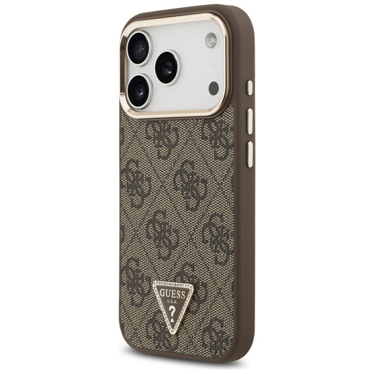 MagSafe-hoesje voor Apple iPhone 18 Pro Max / 17 Pro Max, Guess, 4G Triangle Logo, Bruin