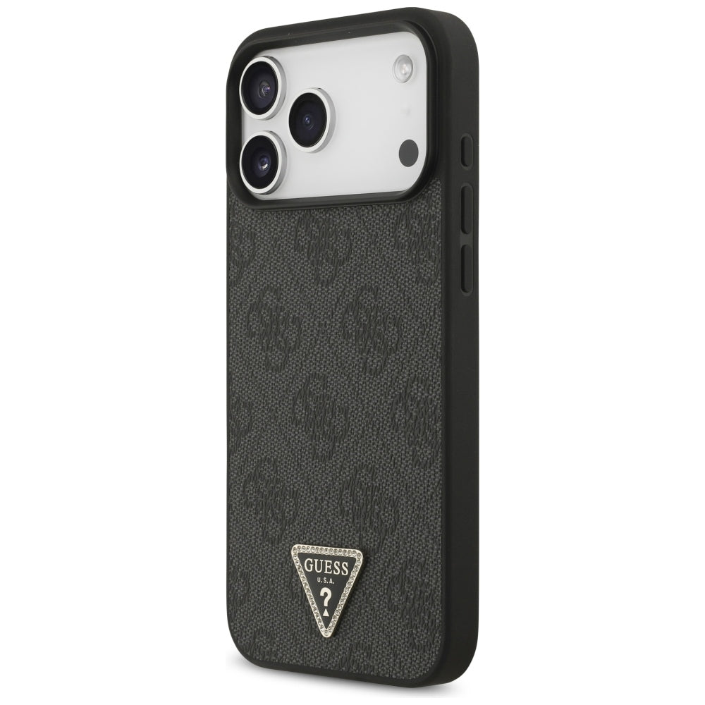 MagSafe-hoesje voor Apple iPhone 18 Pro Max / 17 Pro Max, Guess, 4G Triangle Strass, Zwart