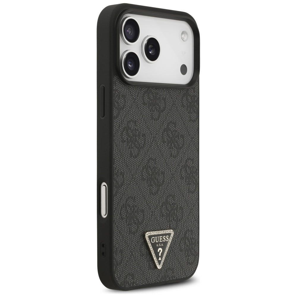 MagSafe-hoesje voor Apple iPhone 18 Pro Max / 17 Pro Max, Guess, 4G Triangle Strass, Zwart