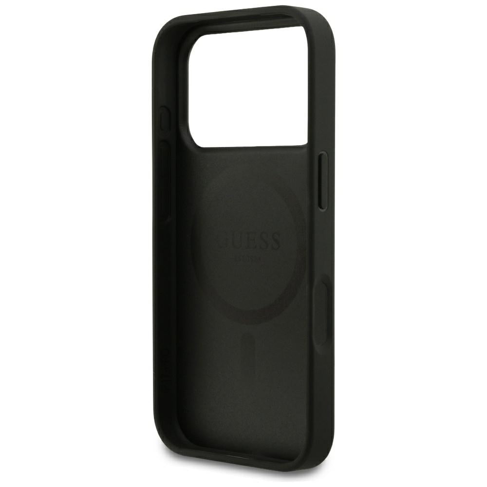 MagSafe-hoesje voor Apple iPhone 18 Pro Max / 17 Pro Max, Guess, Gegranuleerd Gouden Ring, Zwart