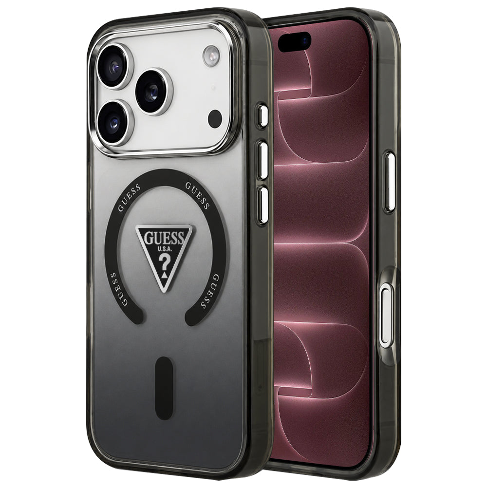 MagSafe-hoesje voor Apple iPhone 18 Pro Max / 17 Pro Max, Guess, IML Gradient Triangle Logo, zwart