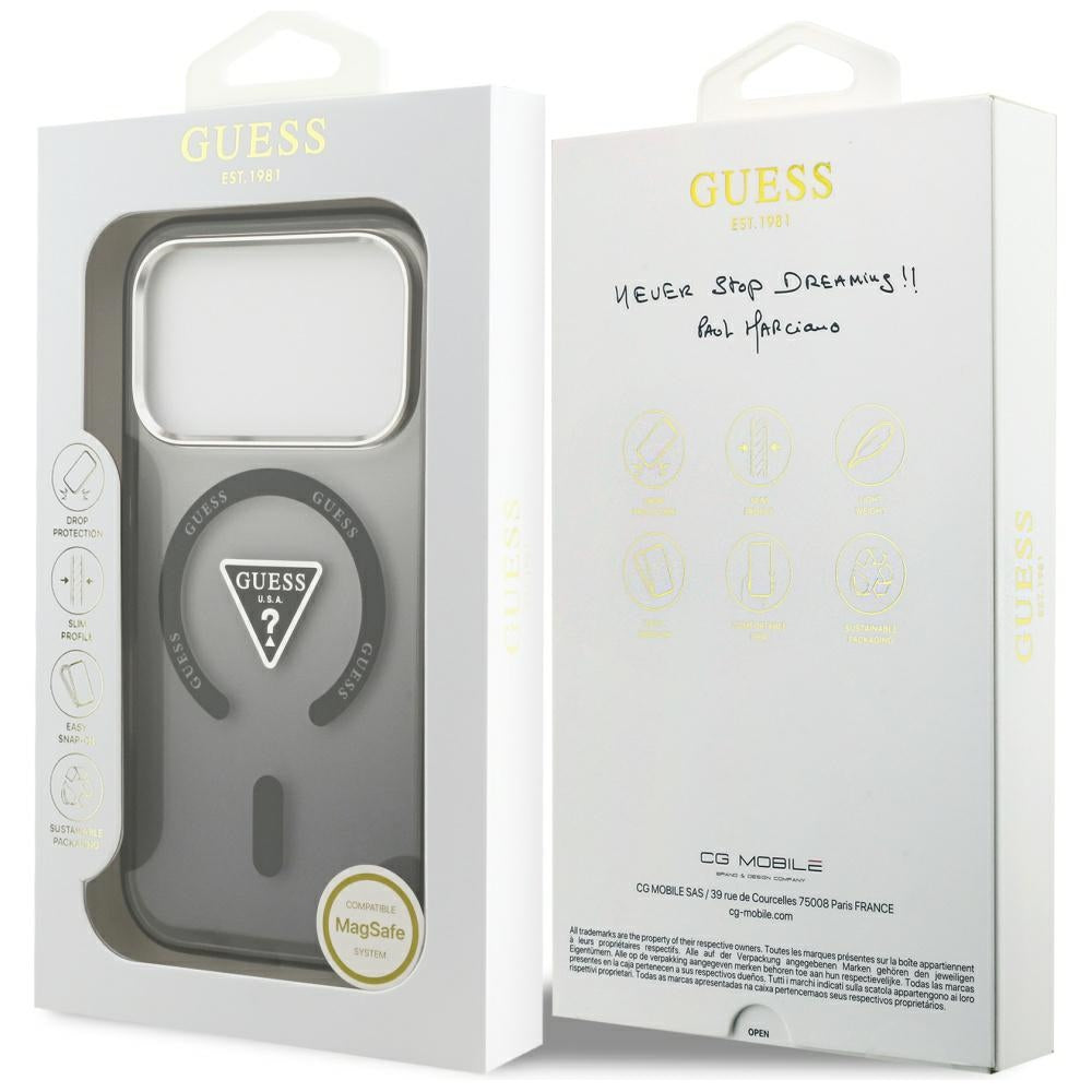 MagSafe-hoesje voor Apple iPhone 18 Pro Max / 17 Pro Max, Guess, IML Gradient Triangle Logo, zwart