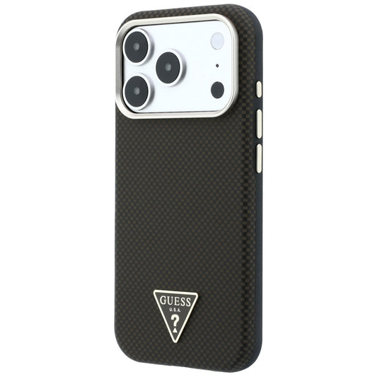 MagSafe-hoesje voor Apple iPhone 18 Pro Max / 17 Pro Max, Guess, Kevlar Driehoek Logo, Bruin