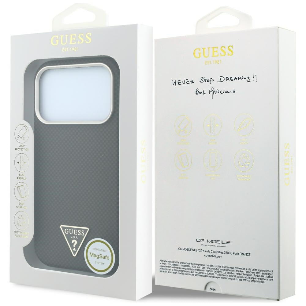 MagSafe-hoesje voor Apple iPhone 18 Pro Max / 17 Pro Max, Guess, Kevlar Driehoek Logo, Bruin
