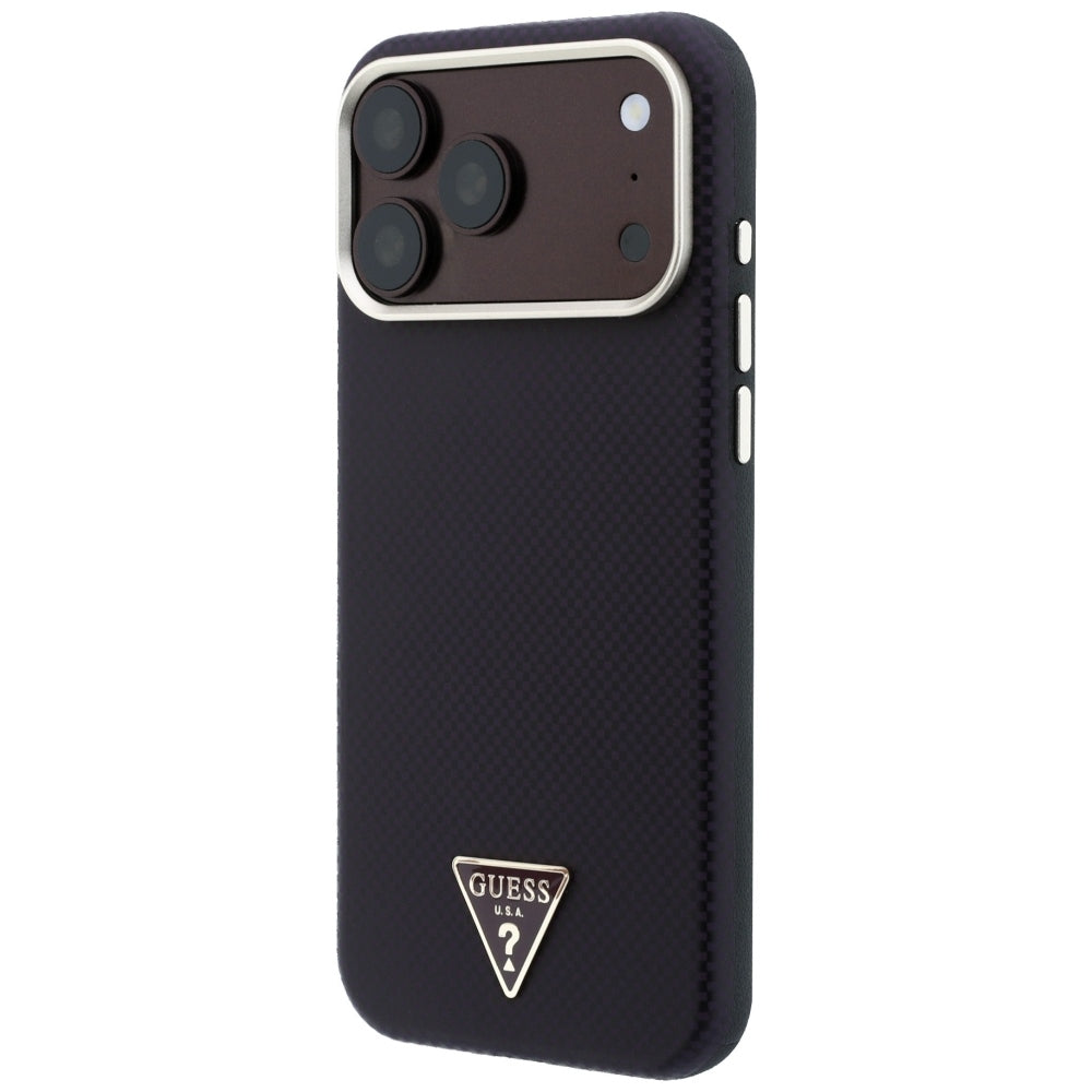 MagSafe-hoesje voor Apple iPhone 18 Pro Max / 17 Pro Max, Guess, Kevlar Driehoek Logo, Bordeaux
