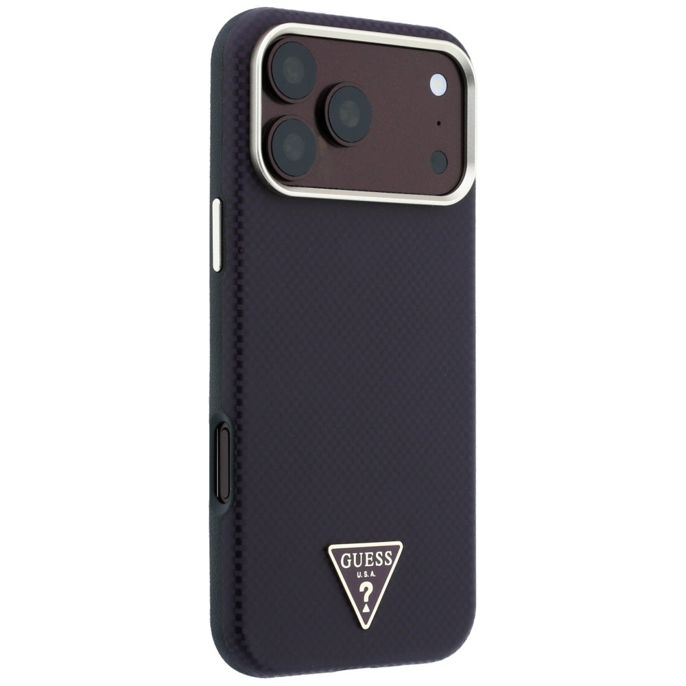 MagSafe-hoesje voor Apple iPhone 18 Pro Max / 17 Pro Max, Guess, Kevlar Driehoek Logo, Bordeaux