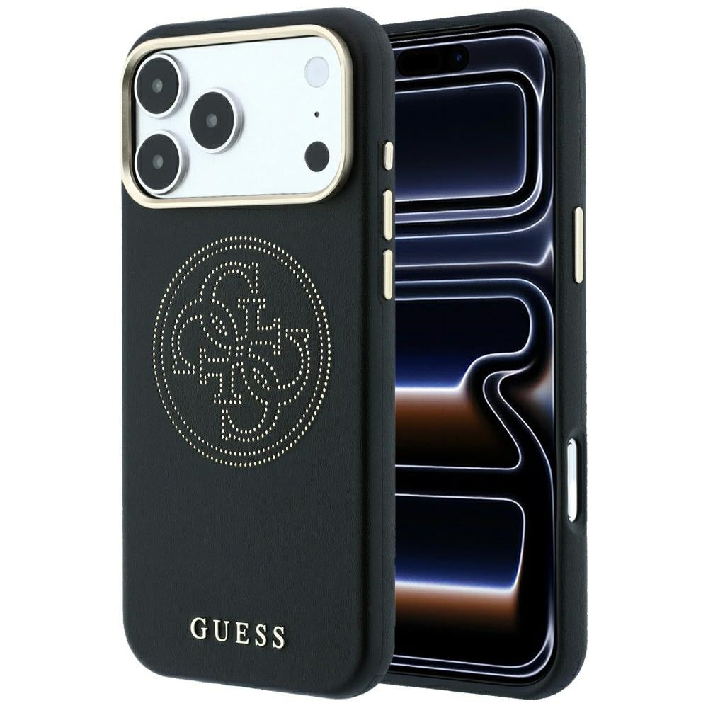 MagSafe-hoesje voor Apple iPhone 18 Pro Max / 17 Pro Max, Guess, Geperforeerd 4G, Zwart