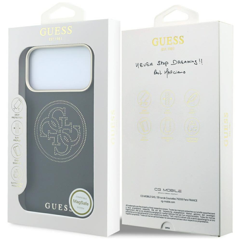MagSafe-hoesje voor Apple iPhone 18 Pro Max / 17 Pro Max, Guess, Geperforeerd 4G, Zwart