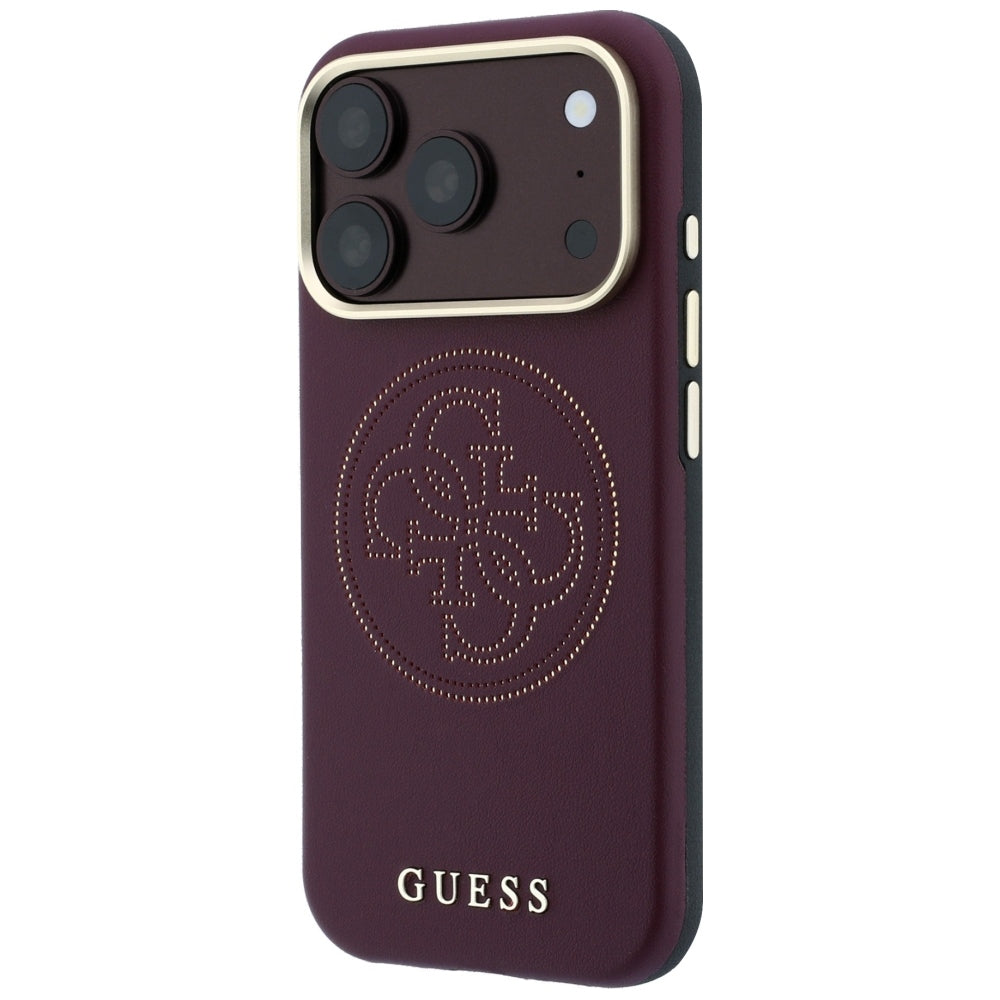 MagSafe-hoesje voor Apple iPhone 18 Pro Max / 17 Pro Max, Guess, Geperforeerd 4G, Wijnrood