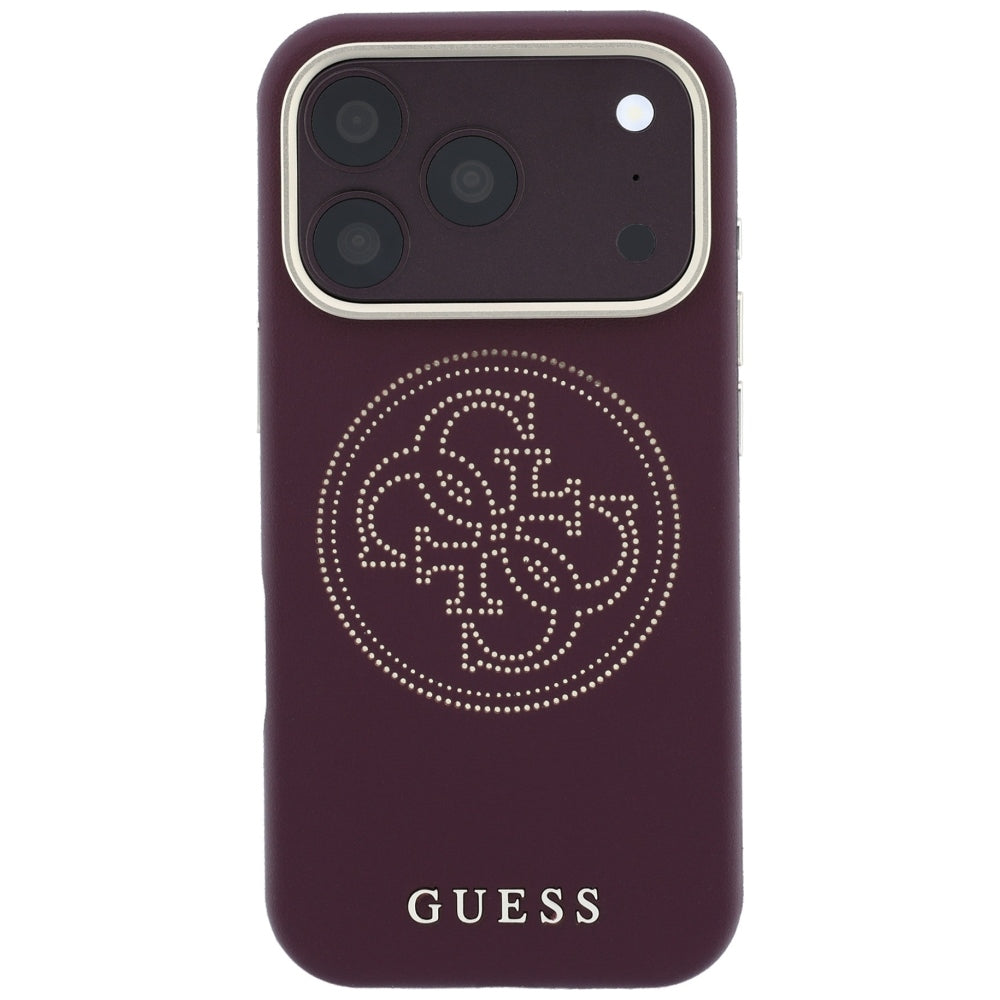 MagSafe-hoesje voor Apple iPhone 18 Pro Max / 17 Pro Max, Guess, Geperforeerd 4G, Wijnrood