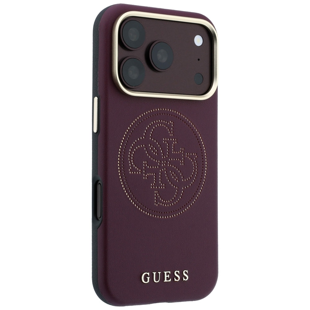 MagSafe-hoesje voor Apple iPhone 18 Pro Max / 17 Pro Max, Guess, Geperforeerd 4G, Wijnrood