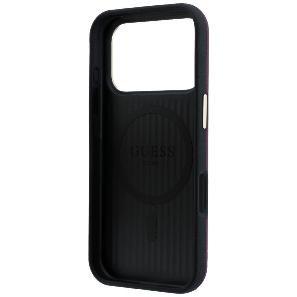 MagSafe-hoesje voor Apple iPhone 18 Pro Max / 17 Pro Max, Guess, Geperforeerd 4G, Wijnrood