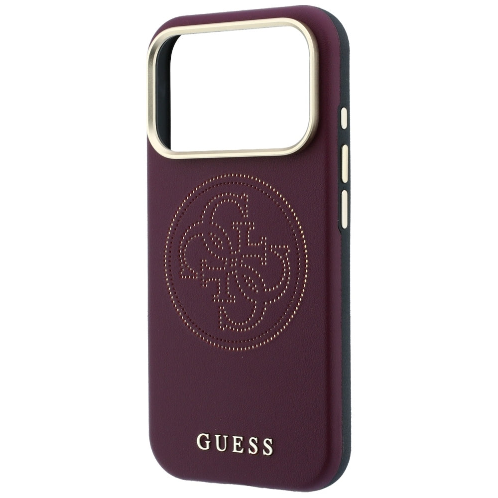 MagSafe-hoesje voor Apple iPhone 18 Pro Max / 17 Pro Max, Guess, Geperforeerd 4G, Wijnrood